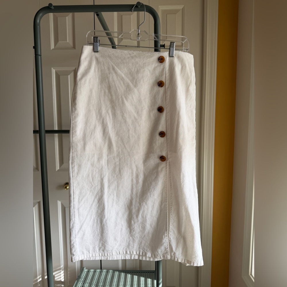 UO white linen pencil skirt